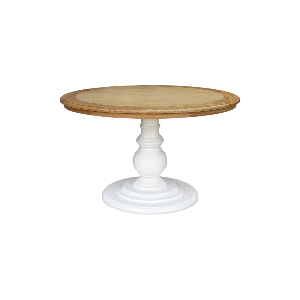 ALISSON - Dining table Diam.120 - Brushed white and Natural oak