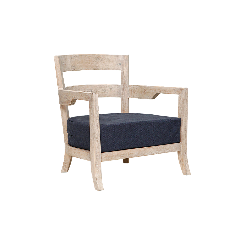 BAYA - Armchair L69 - Whitened acacia and Blue-black cover