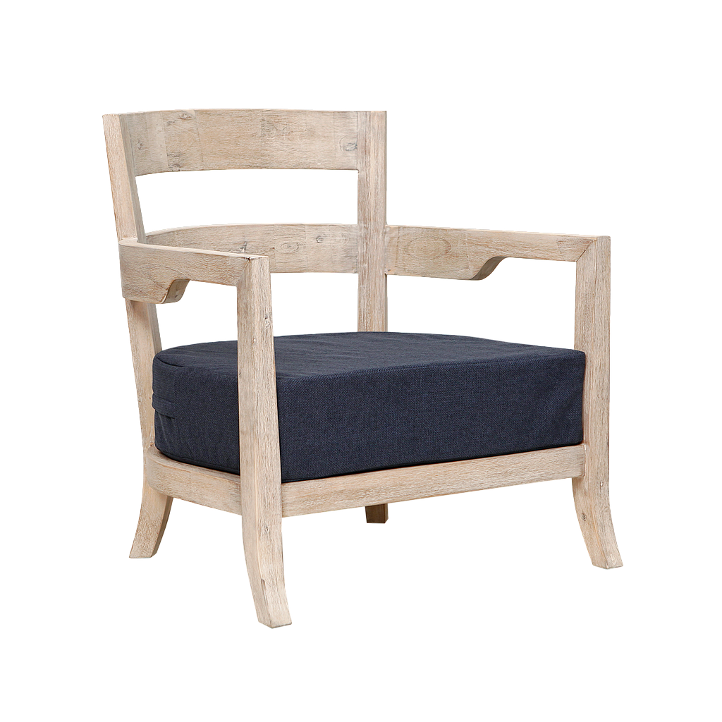 BAYA - Armchair L69 - Whitened acacia and Blue-black cover
