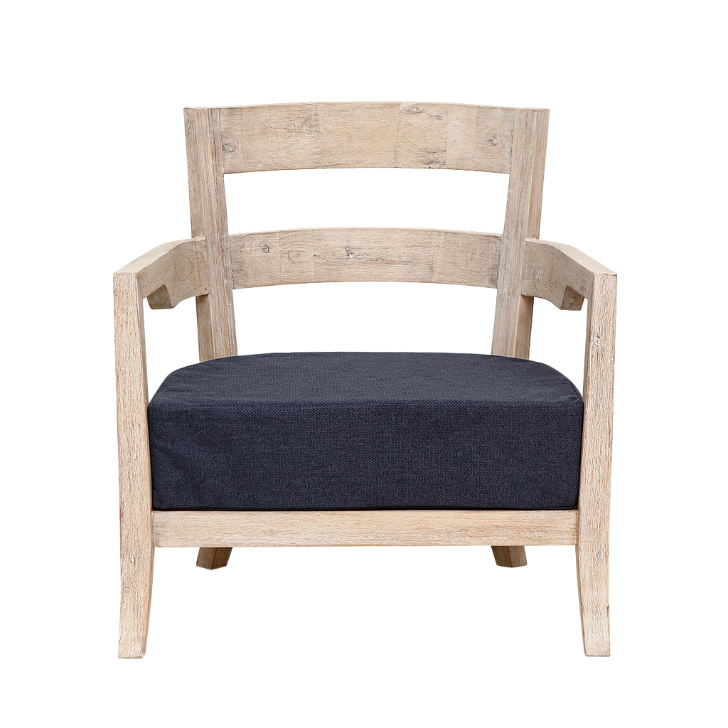 BAYA - Armchair L69 - Whitened acacia and Blue-black cover