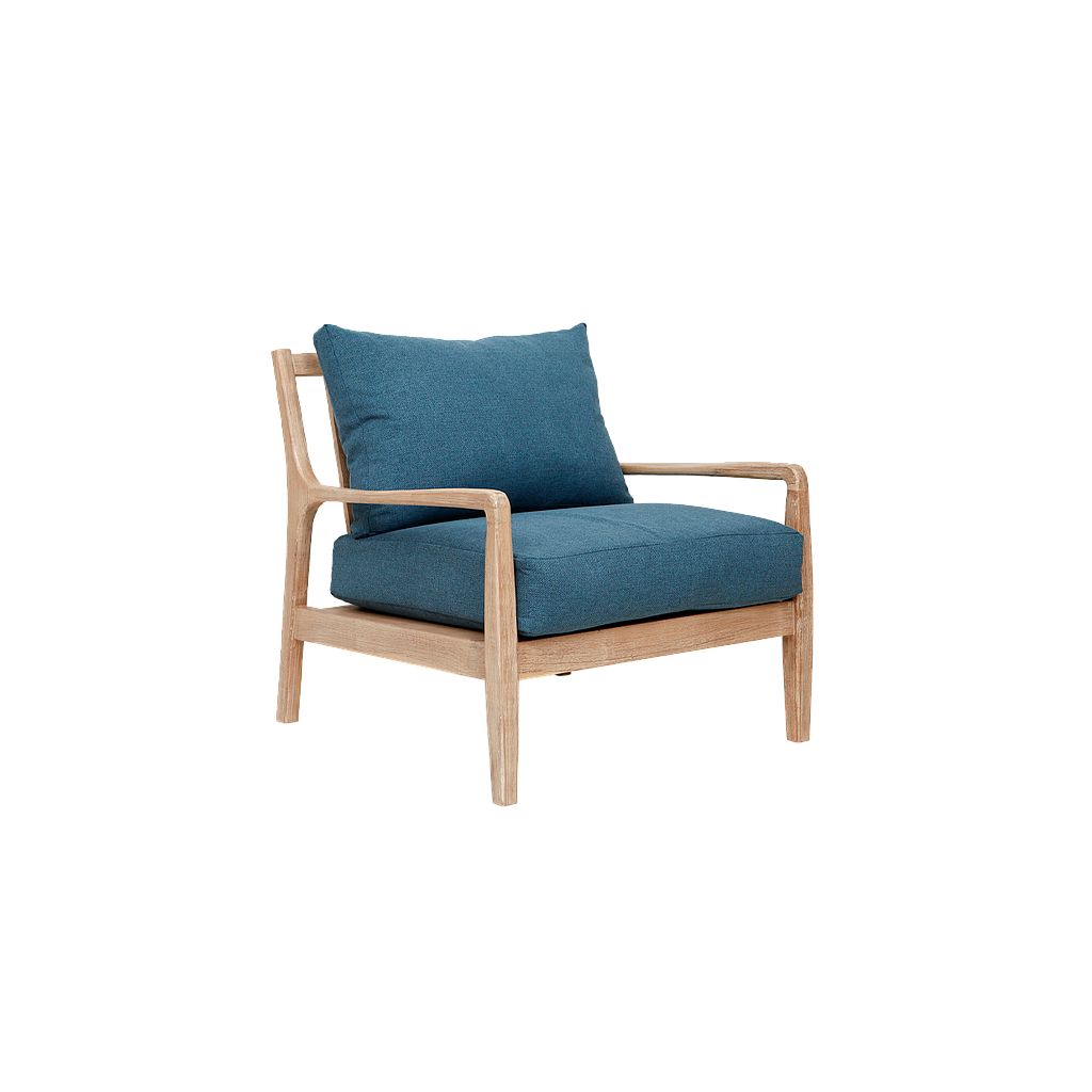 VOLTUMNA - Armchair - Toffee and Blue cushions