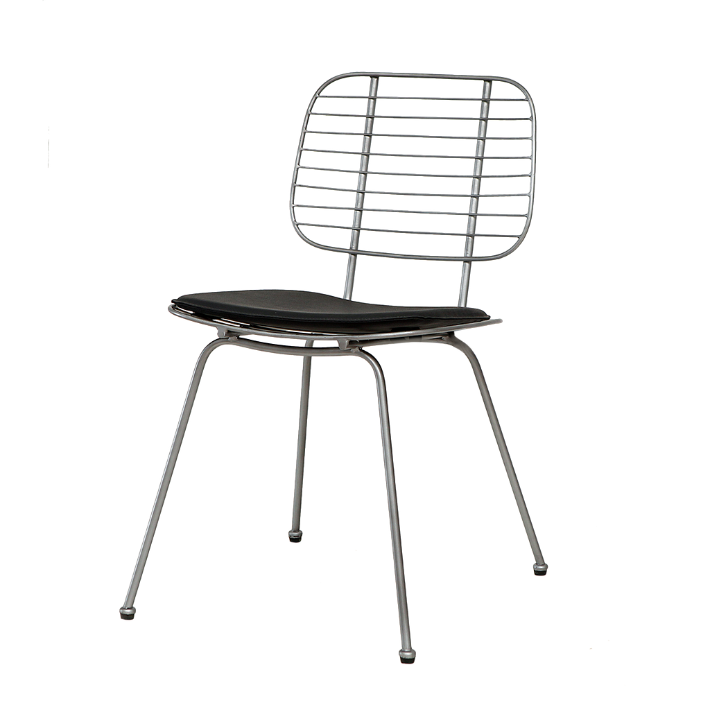 LORENZO - Metal chair - Vintage silver and Black cover