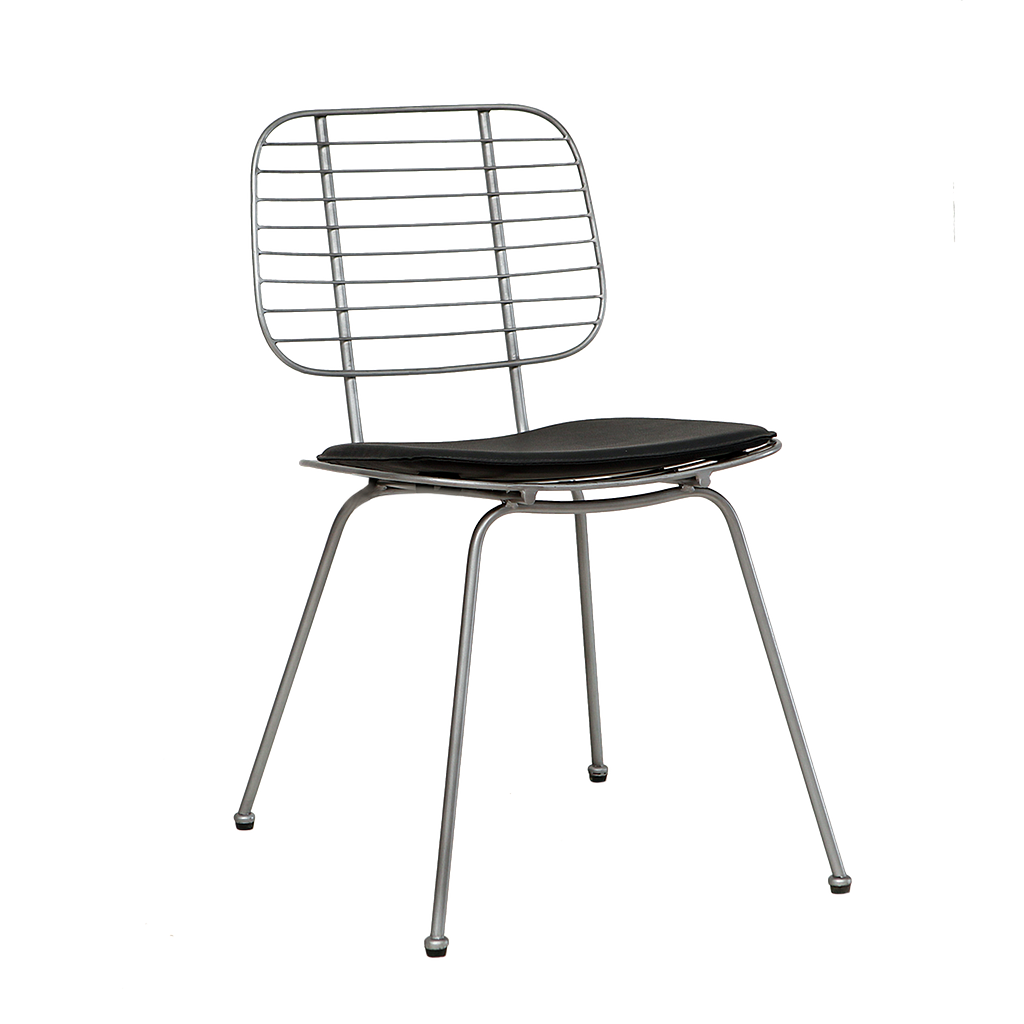 LORENZO - Metal chair - Vintage silver and Black cover