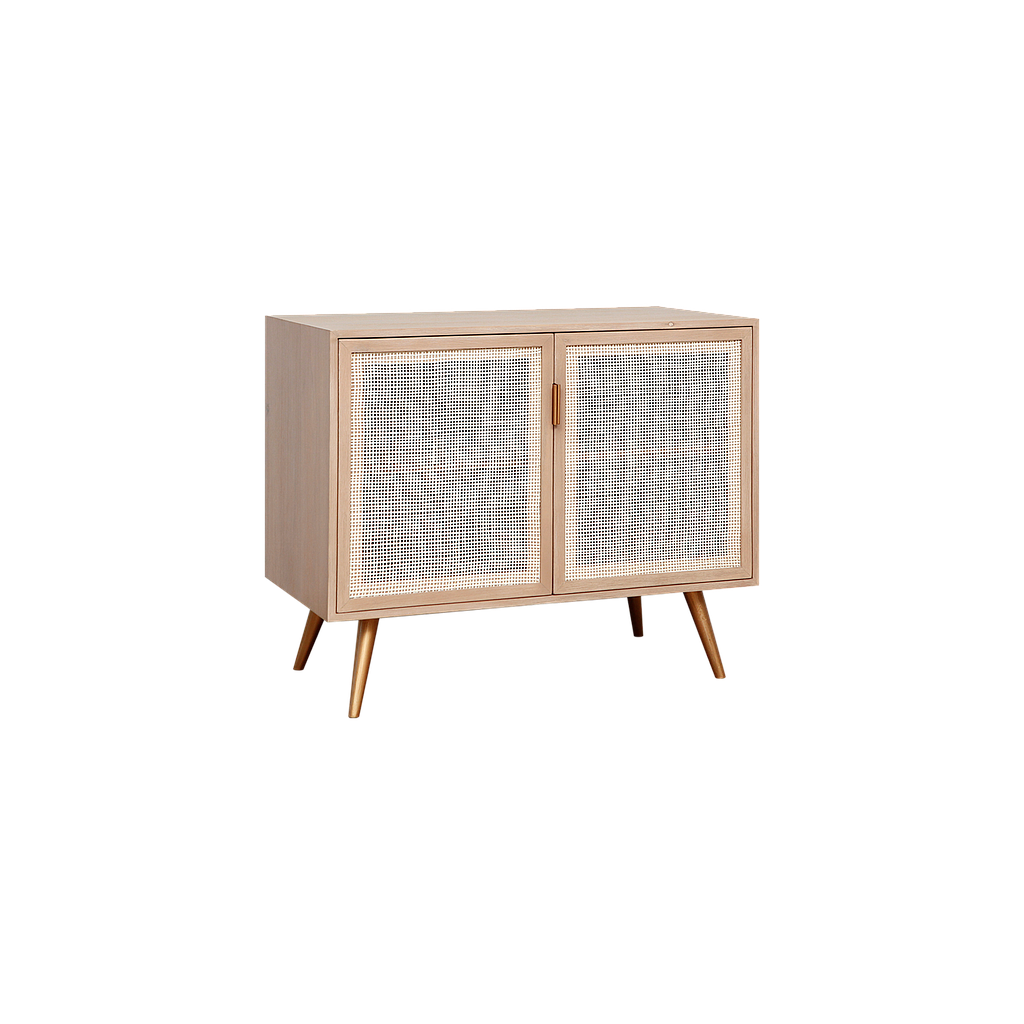 SPRING - Sideboard L90 - Toffee, Natural cane and Vintage brass