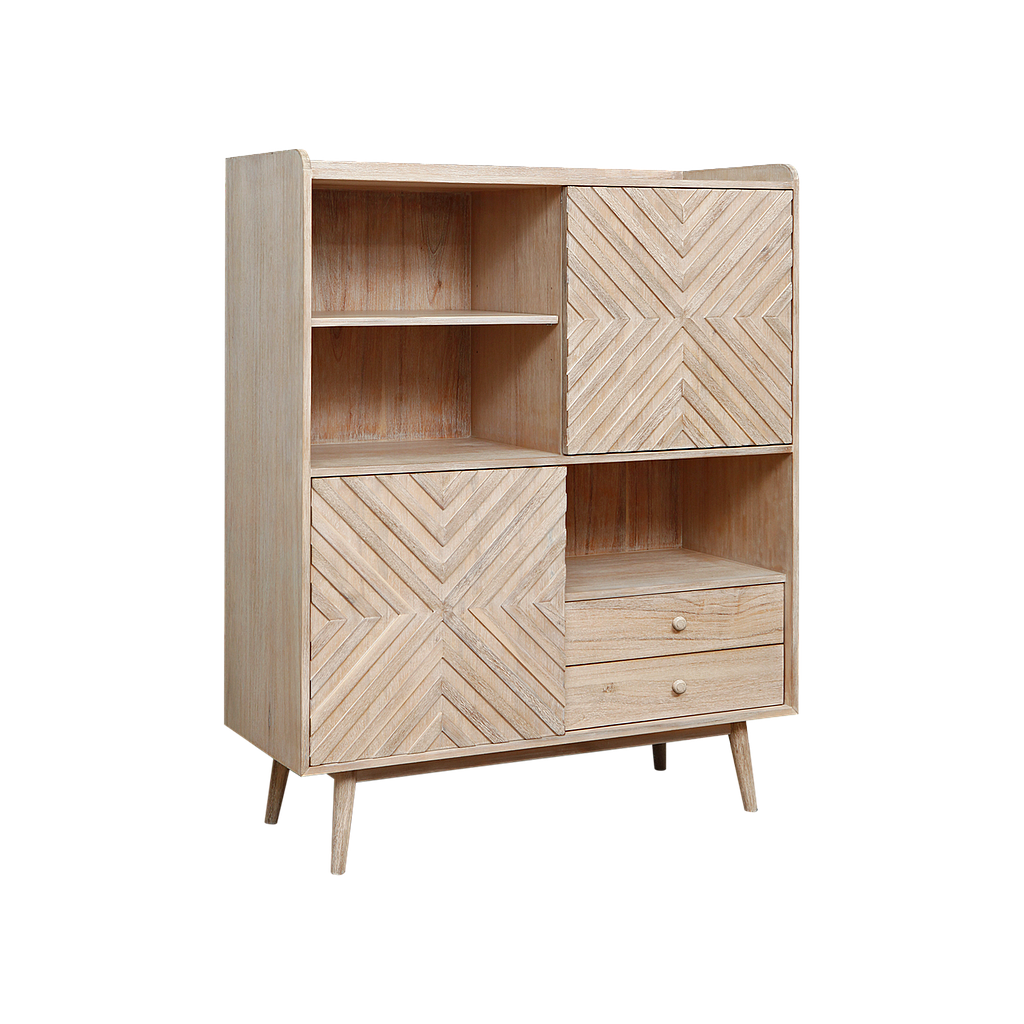 PORTO - Highboard L110 x H136 - Whitened acacia