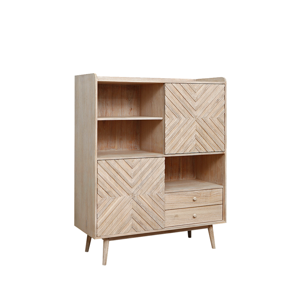 PORTO - Highboard L110 x H136 - Whitened acacia