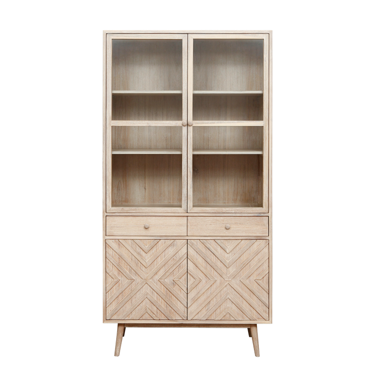 PORTO - Display cabinet L97 x H190 - Whitened acacia