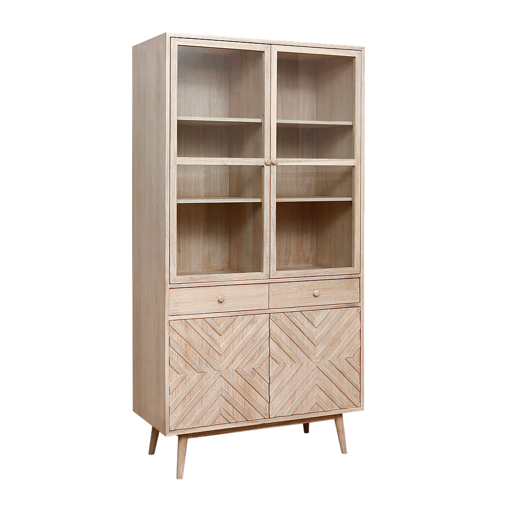PORTO - Display cabinet L97 x H190 - Whitened acacia