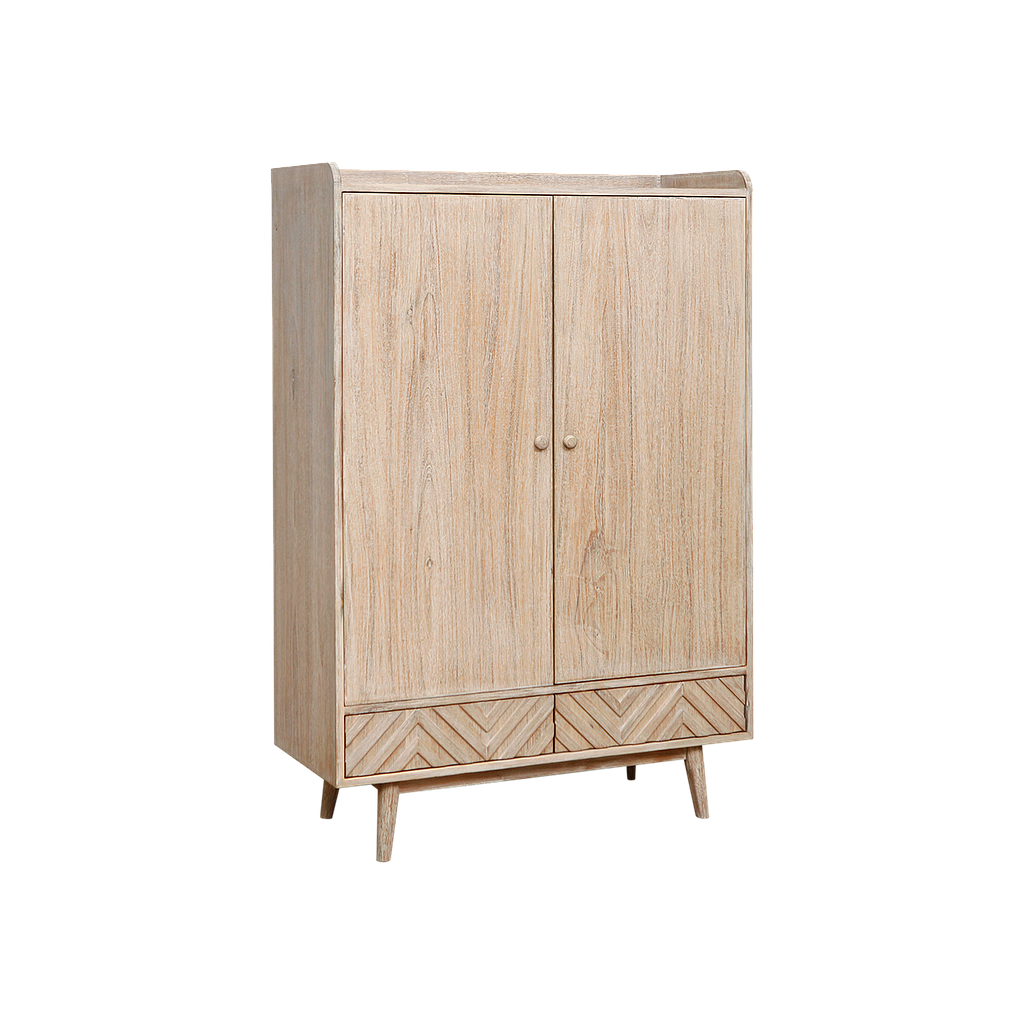 PORTO - Shoe cabinet L90 x H132 - Whitened acacia