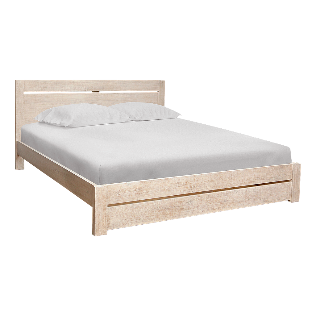 RUBEN - Queen size bed 160x200 - Whitened acacia