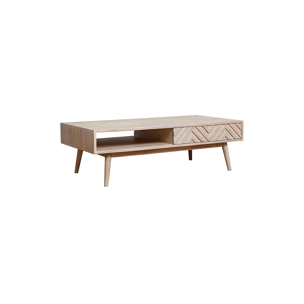 PORTO - Coffee table L120 x H37 - Whitened acacia