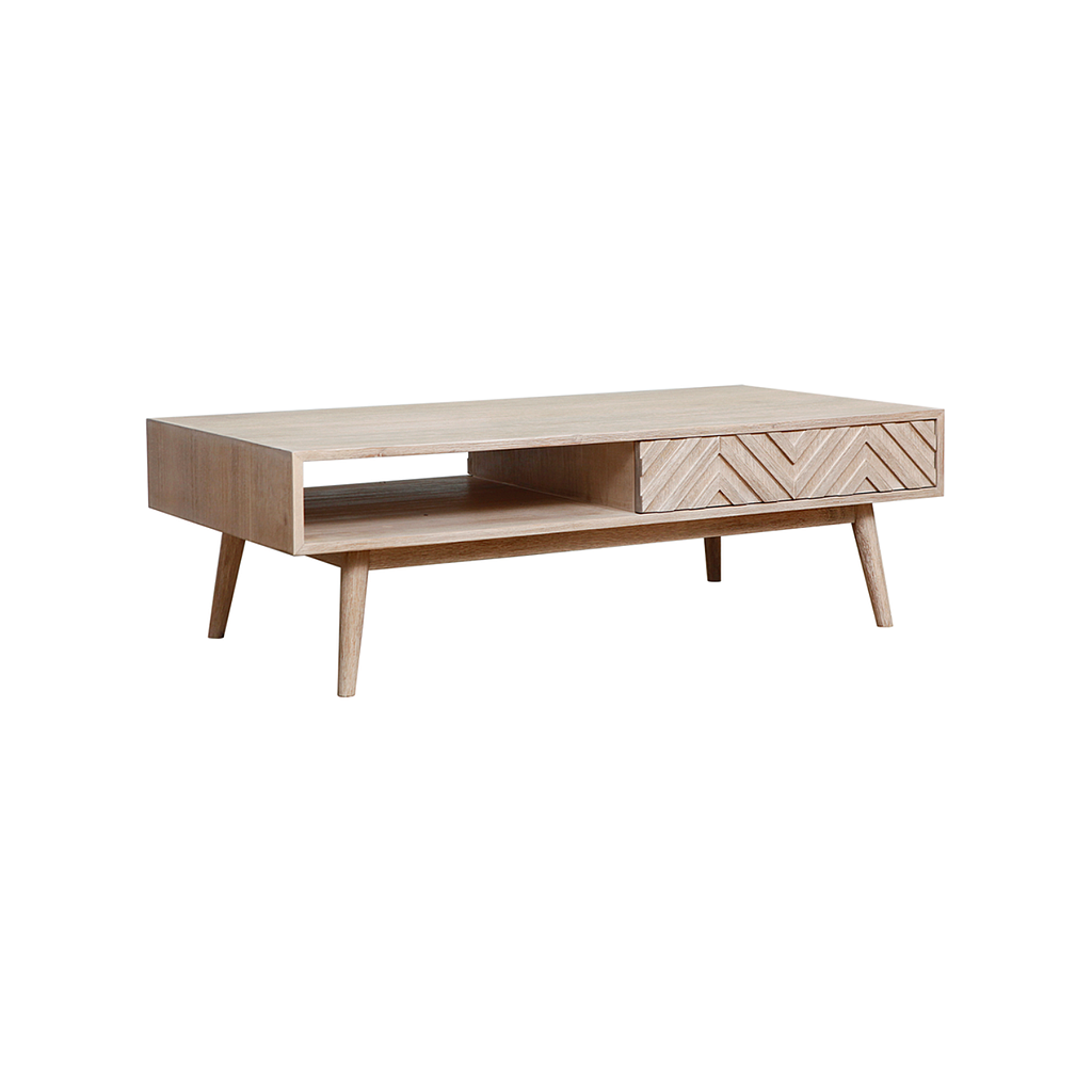 PORTO - Coffee table L120 x H37 - Whitened acacia