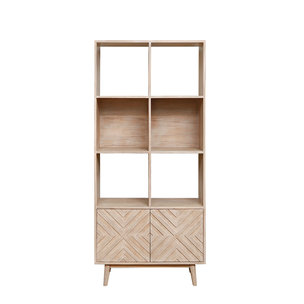 PORTO - Bookcase L77 x H170 - Whitened acacia