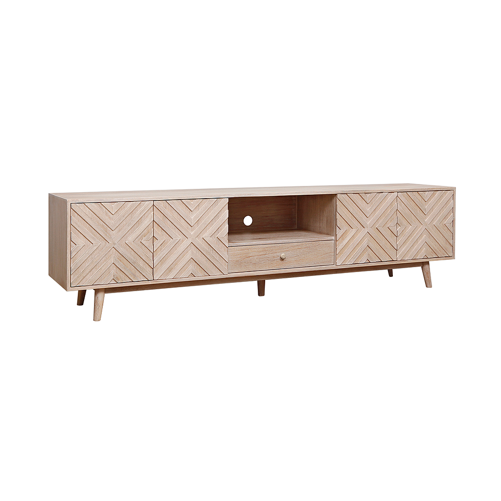 PORTO - TV Stand L210 x H55 - Whitened acacia
