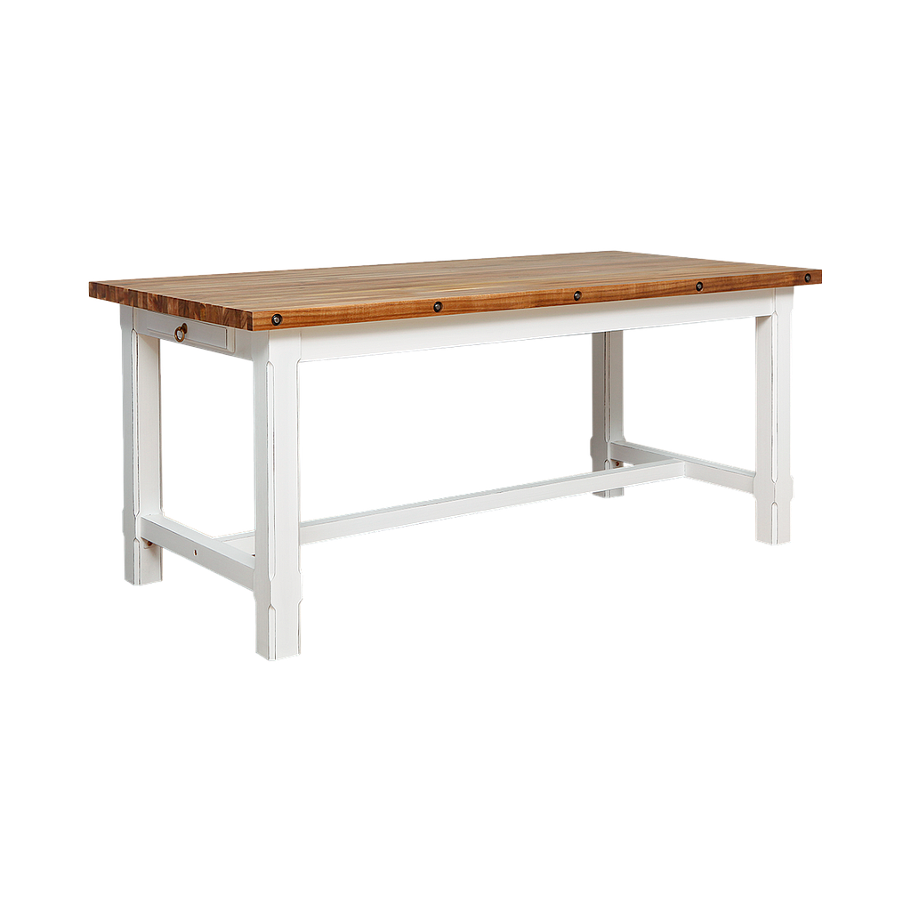 TIKO - Dining table L170 x W80- Brocante white and Natural acacia