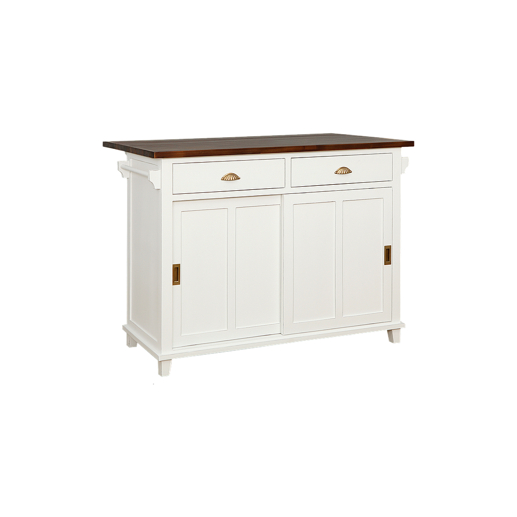 DEE - Kitchen island L120 x W50/70 - Brocante white and Mokka
