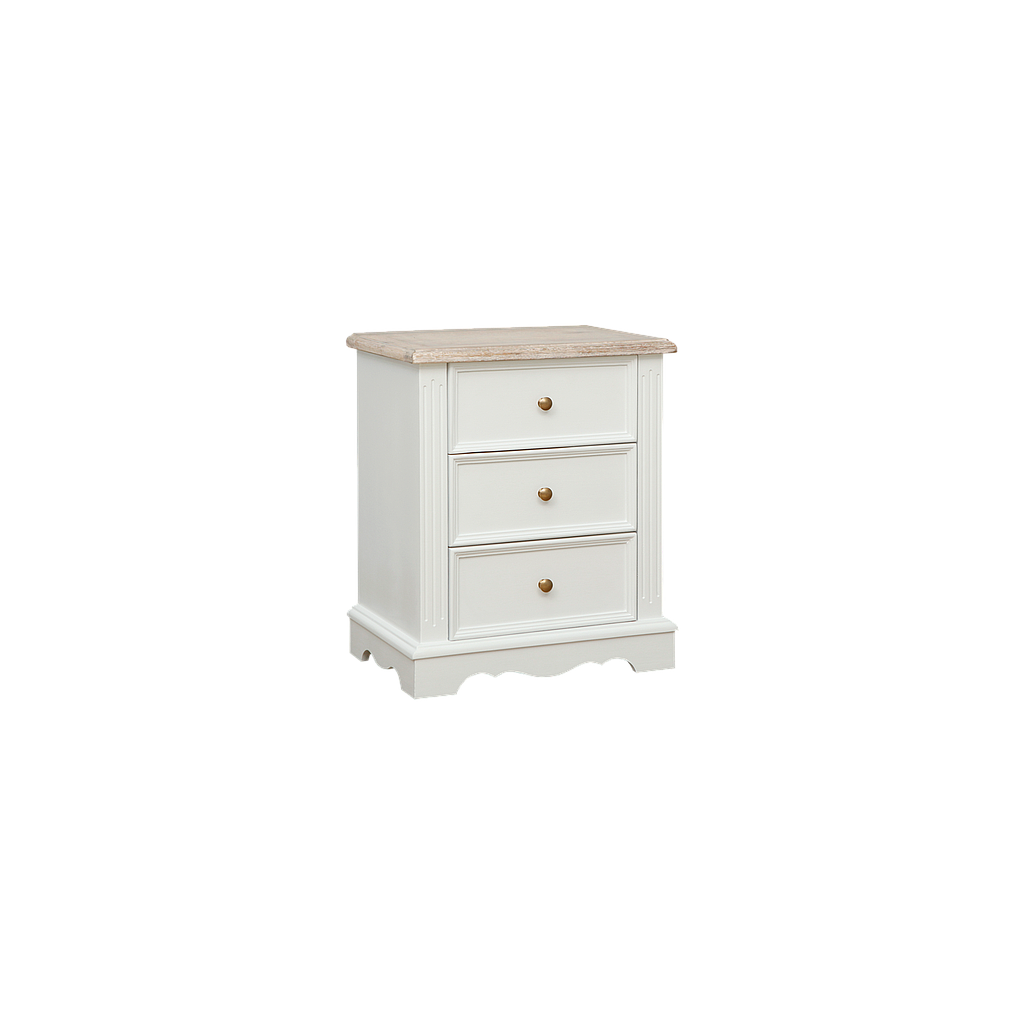 HELENA - Bedside table - Brushed white and Whitened acacia
