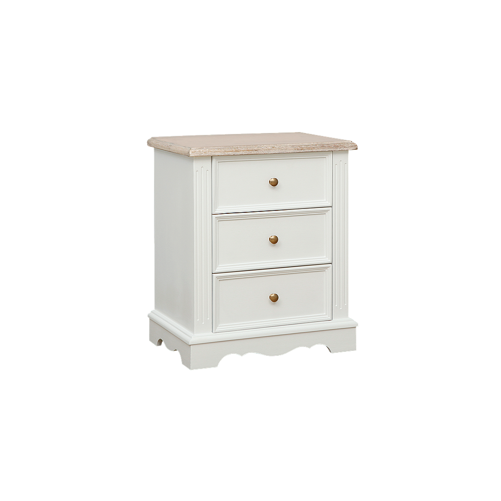 HELENA - Bedside table - Brushed white and Whitened acacia