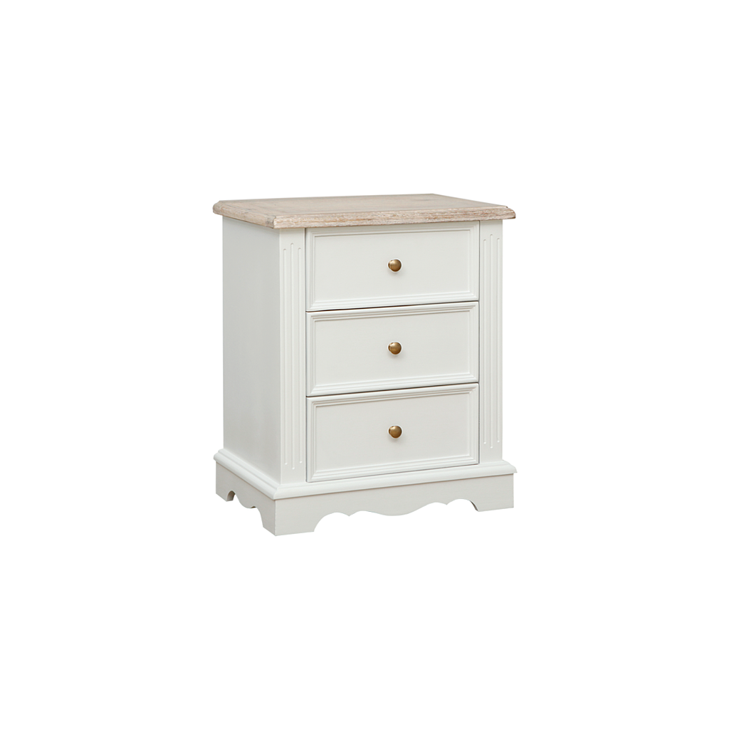 HELENA - Bedside table - Brushed white and Whitened acacia