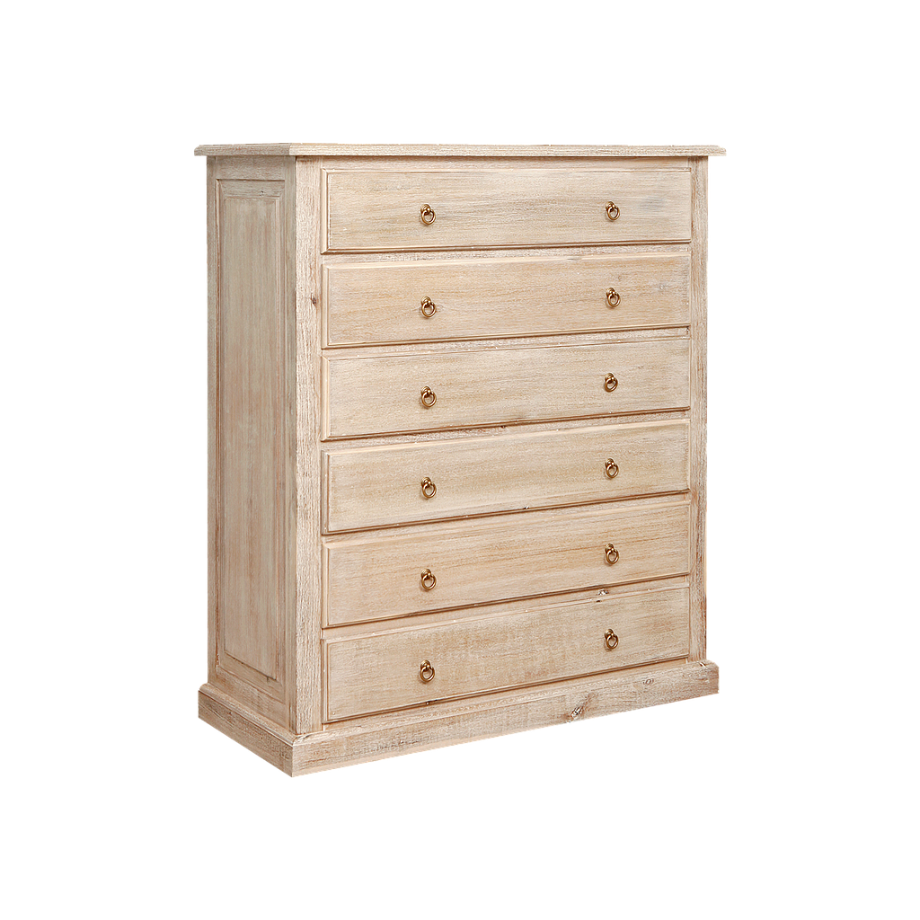 VALERIAN - Chest of drawers L112 x H128 - Whitened acacia