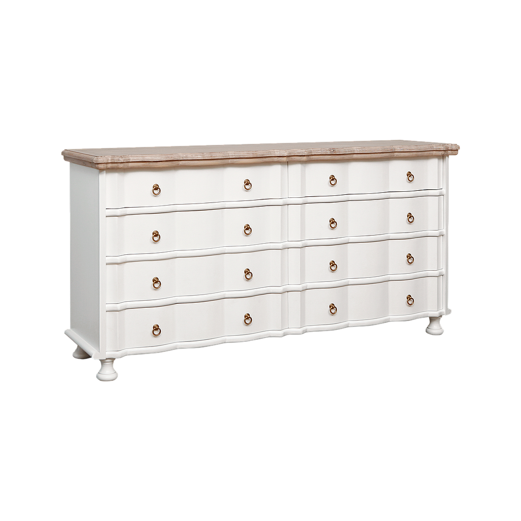 ORLEANS - Chest of drawers L163 - Brushed white and Whitened acacia