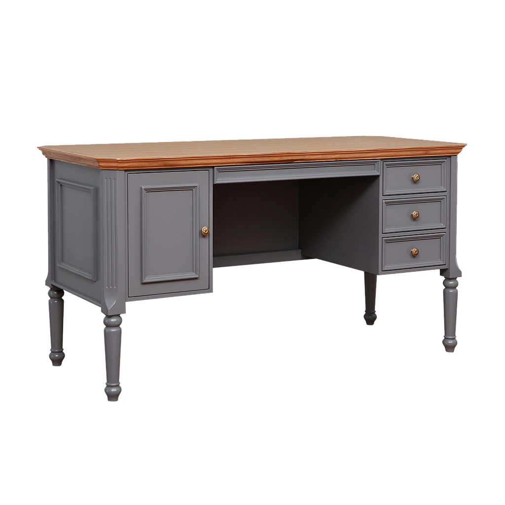 LISANDRO - Desk L140 x W60 - Pearl grey and Natural oak
