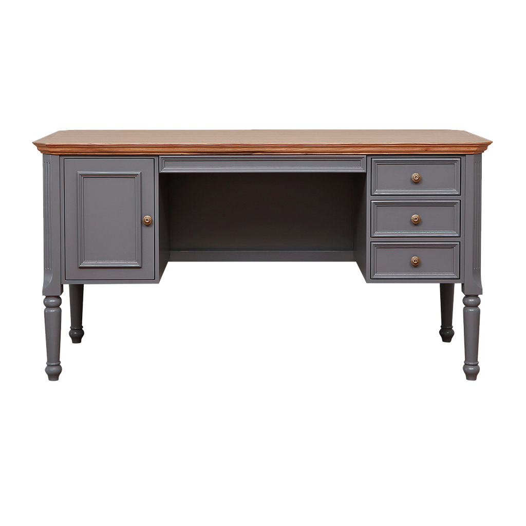 LISANDRO - Desk L140 x W60 - Pearl grey and Natural oak