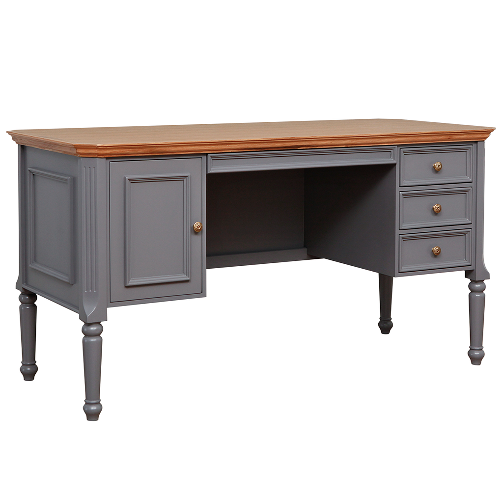 LISANDRO - Desk L140 x W60 - Pearl grey and Natural oak