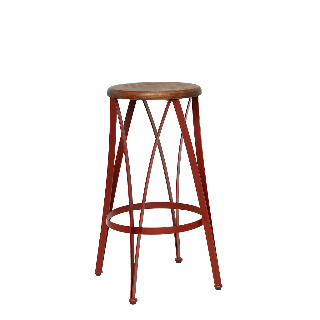 CARL - Bar stool H70 - Chinese red and Washed antic