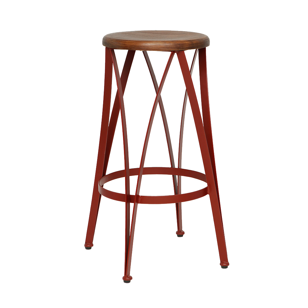 CARL - Bar stool H70 - Chinese red and Washed antic