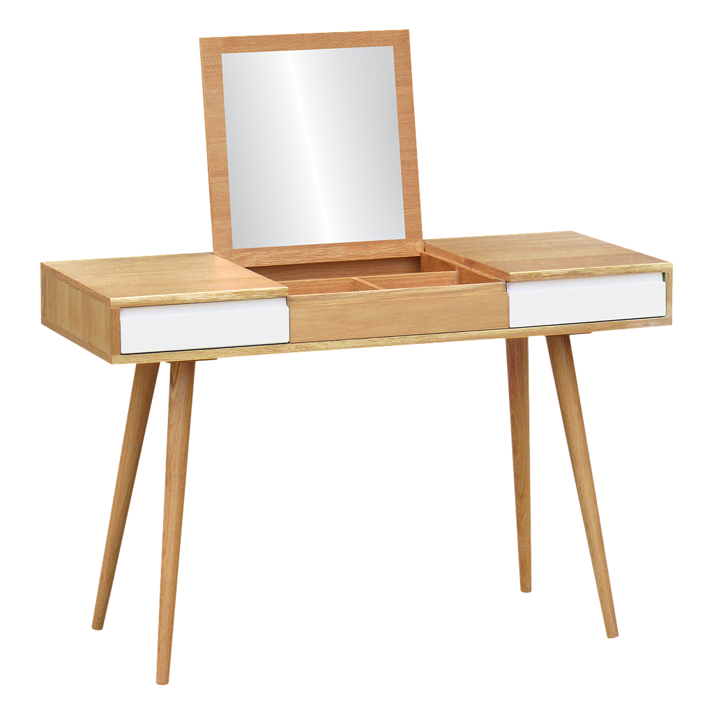 HELSINKI - Dressing table L115 x W48 - Natural oak and White lacquer