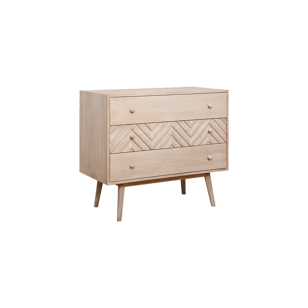PORTO - Chest of drawers L90 x H80 - Whitened acacia