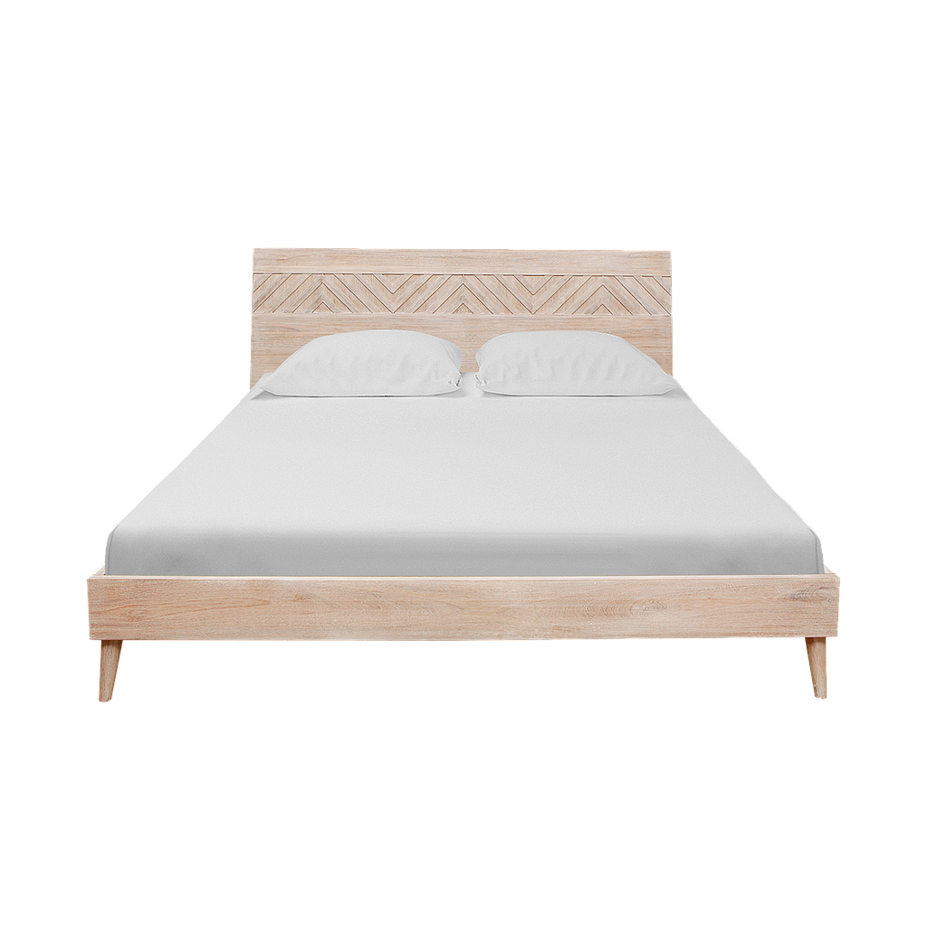 PORTO - Queen size bed 160x200 - Whitened acacia