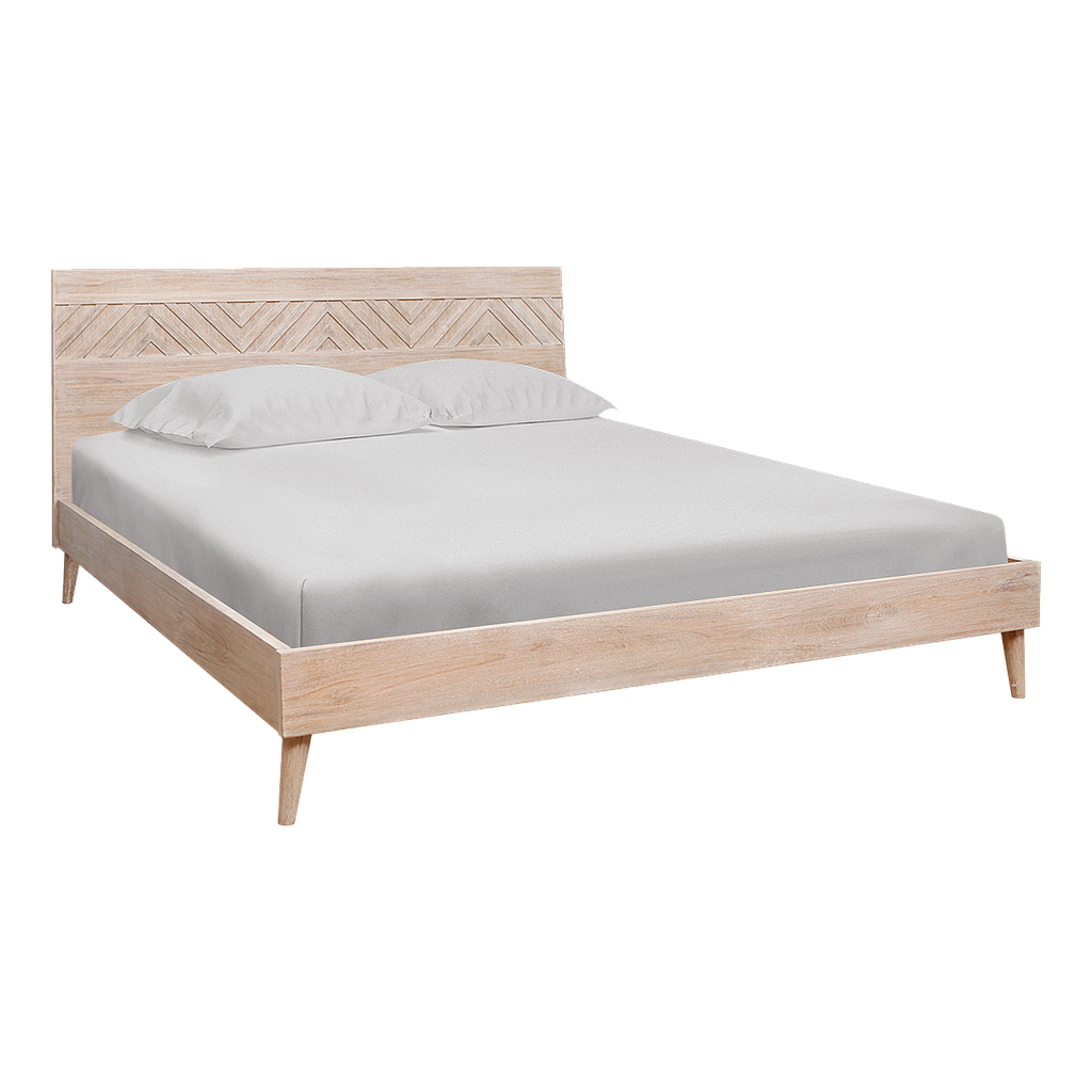 PORTO - Queen size bed 160x200 - Whitened acacia