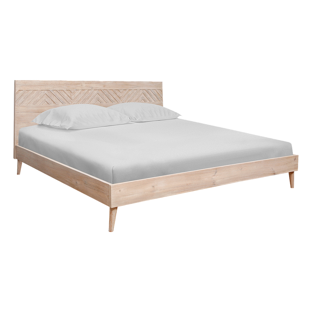 PORTO - King size bed 180x200 - Whitened acacia