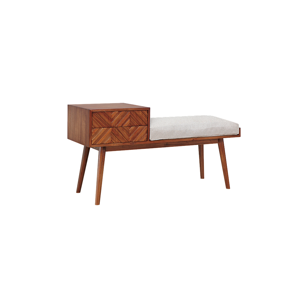 PORTO - Hallway bench L110 - Washed antic and Cream cushion