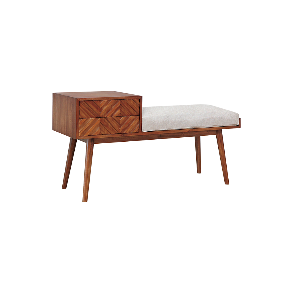 PORTO - Hallway bench L110 - Washed antic and Cream cushion