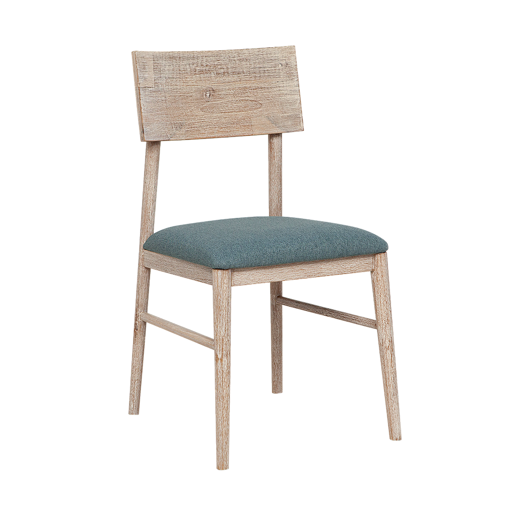 PORTO - Dining chair - Whitened acacia and blue cover