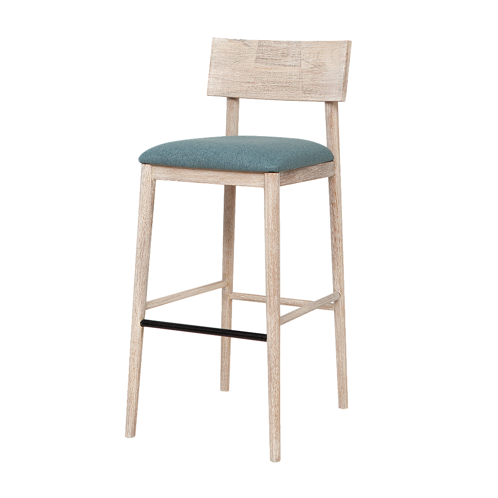 PORTO - Bar chair - Whitened acacia and Smokey green cover