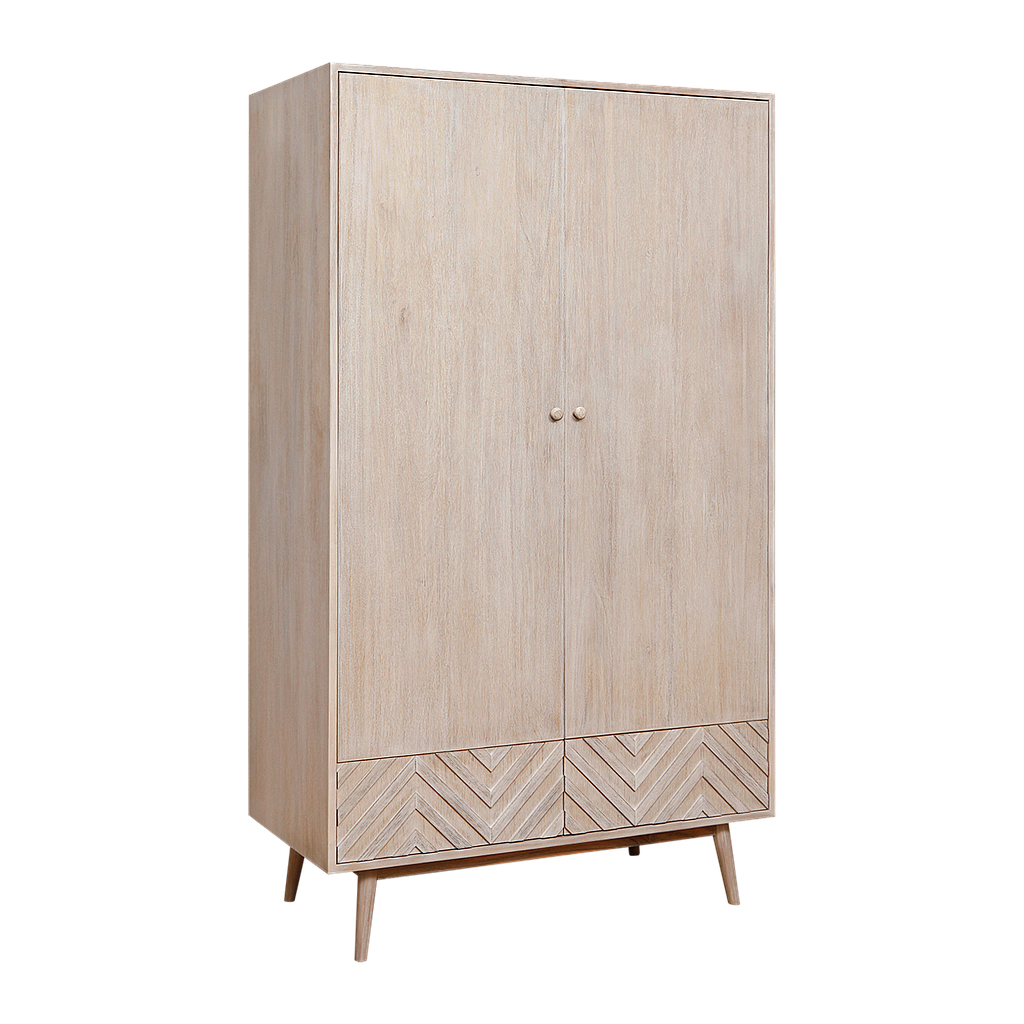 PORTO - Wardrobe L110 x H190 - Whitened acacia