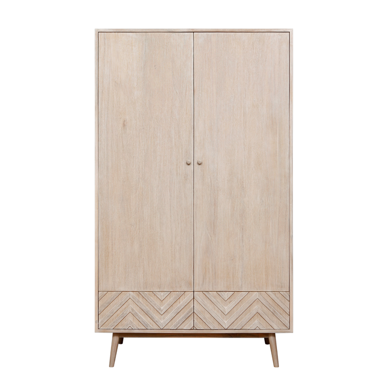 PORTO - Wardrobe L110 x H190 - Whitened acacia