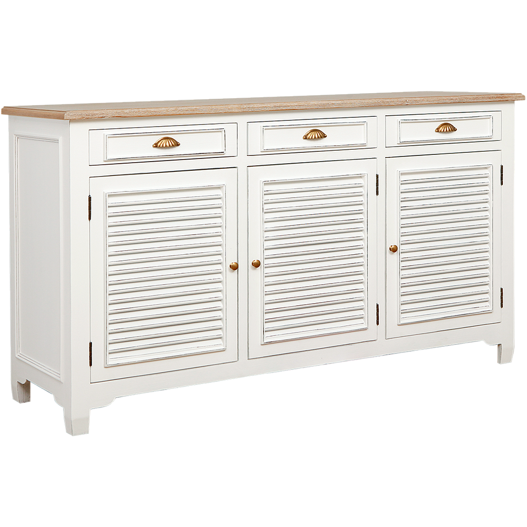 CAEN - Sideboard L160 - Brocante white and Toffee