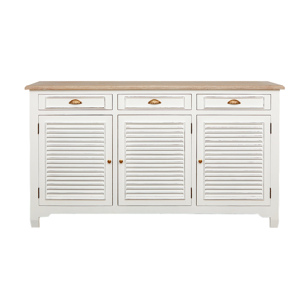 CAEN - Sideboard L160 - Brocante white and Toffee