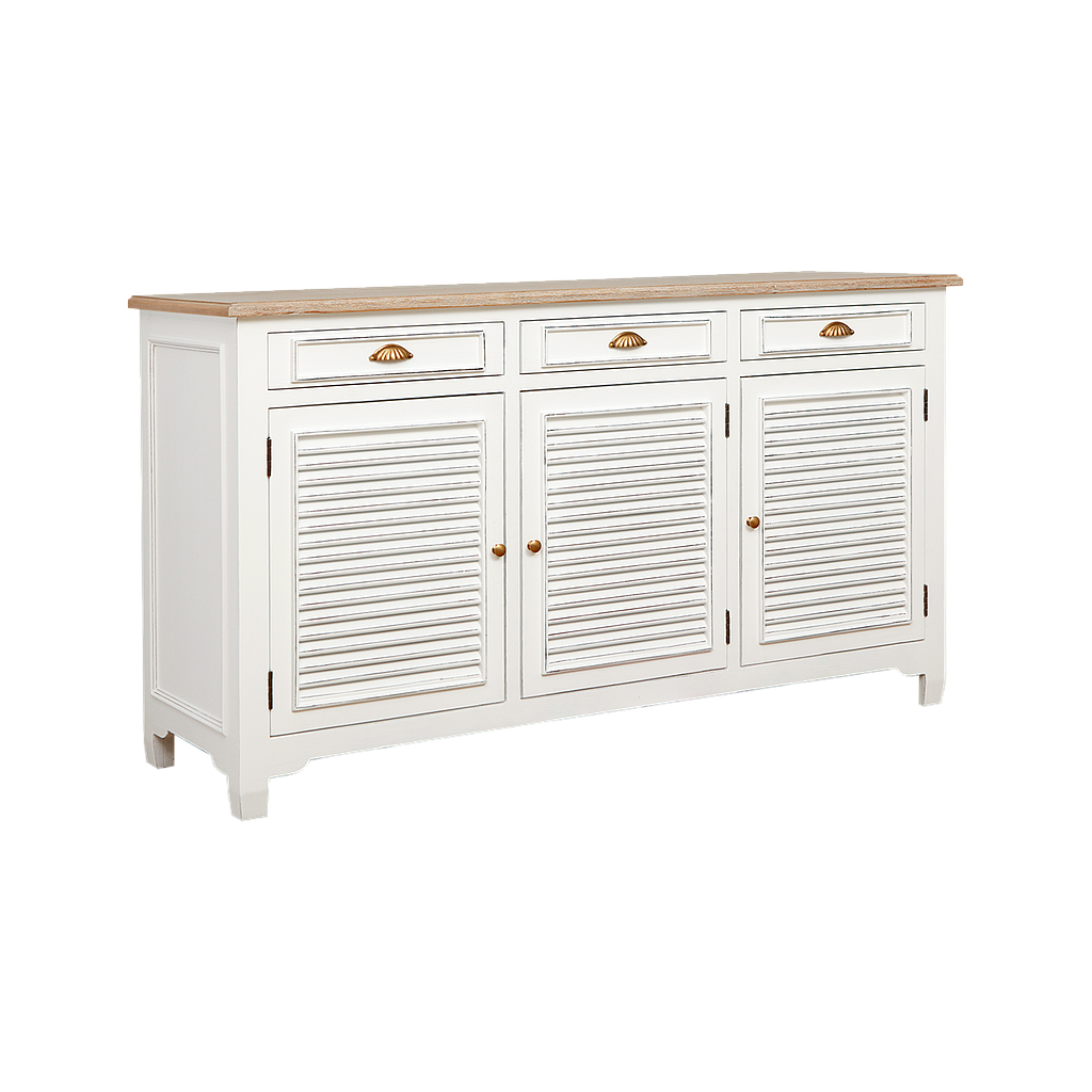 CAEN - Sideboard L160 - Brocante white and Toffee