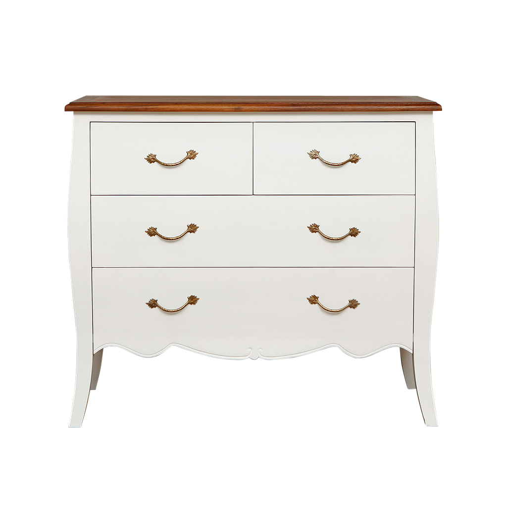 CLARCK - Chest of drawers L108 x H95 - Brushed white and Washed antic