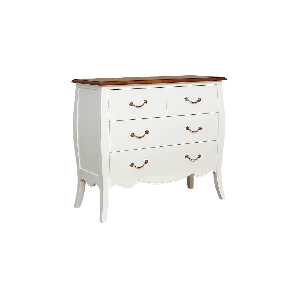 CLARCK - Chest of drawers L108 x H95 - Brushed white and Washed antic