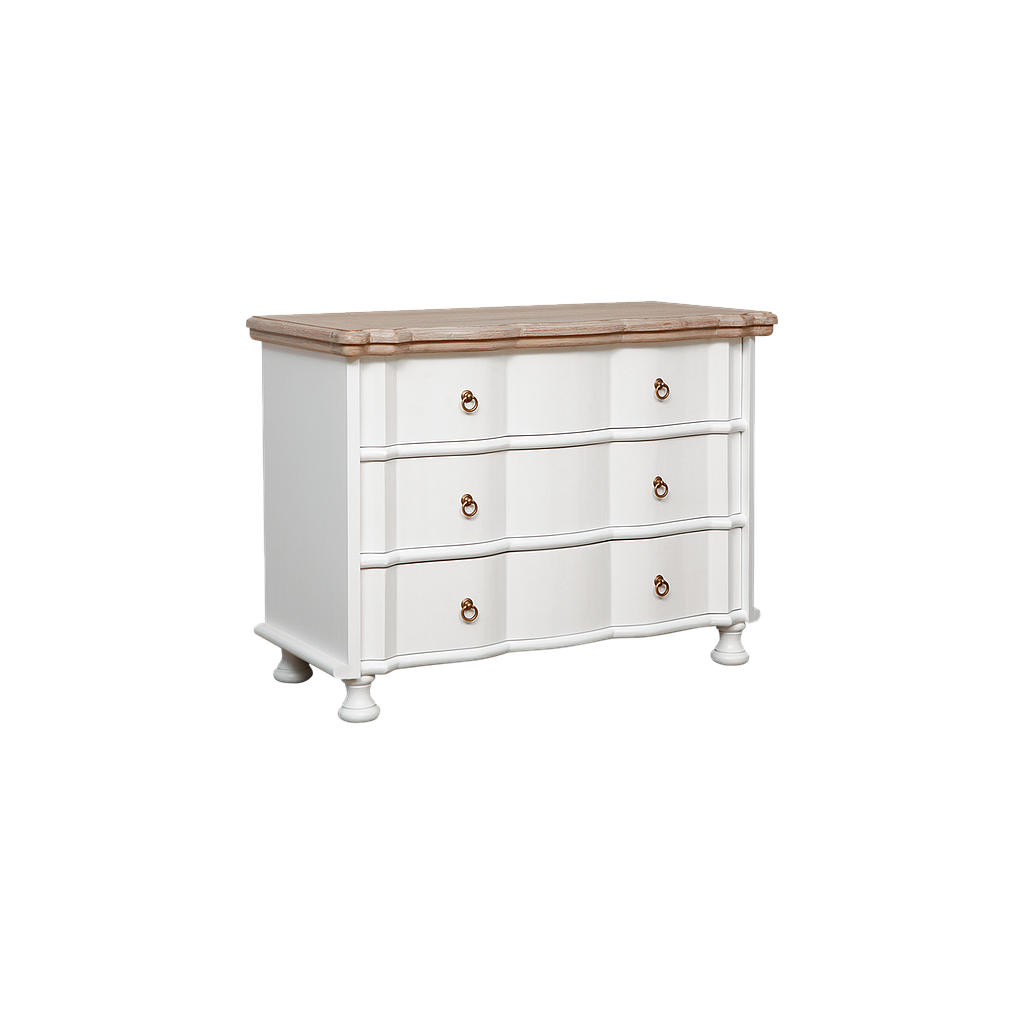 Chest of drawers L100 x H75 - Brushed white and Whitened acacia