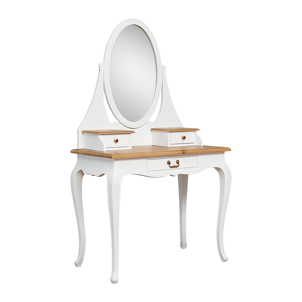 ALEXIA - Dressing table L90 x W50 - Brushed white and Natural oak