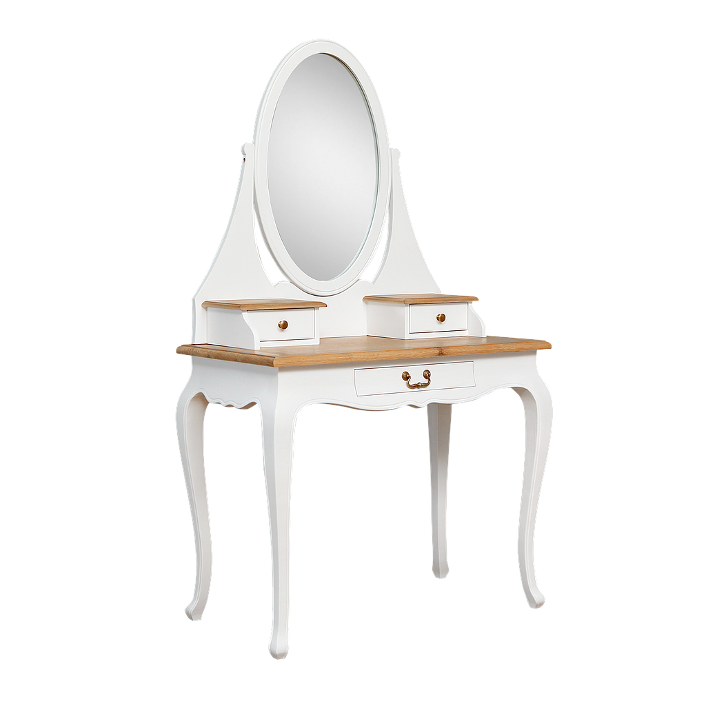 ALEXIA - Dressing table L90 x W50 - Brushed white and Natural oak