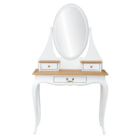ALEXIA - Dressing table L90 x W50 - Brushed white and Natural oak